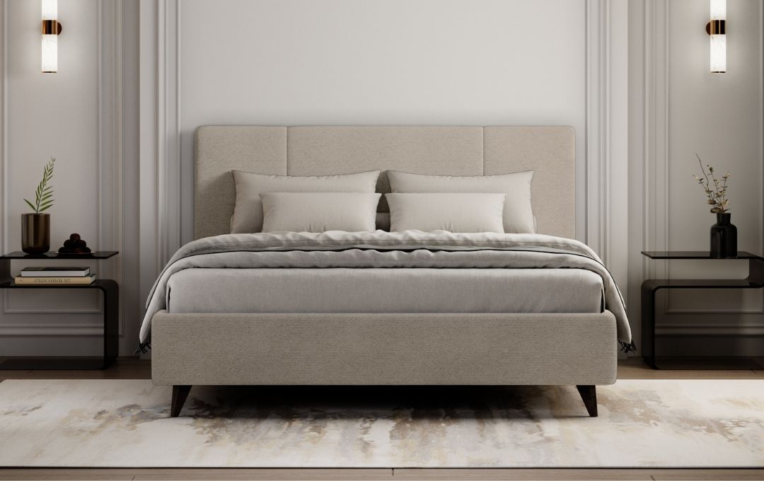 Letto Dalia - Tessuto, Beige, Matrimoniale con contenitore Letto Dalia - Tessuto, Beige, Matrimoniale con contenitore